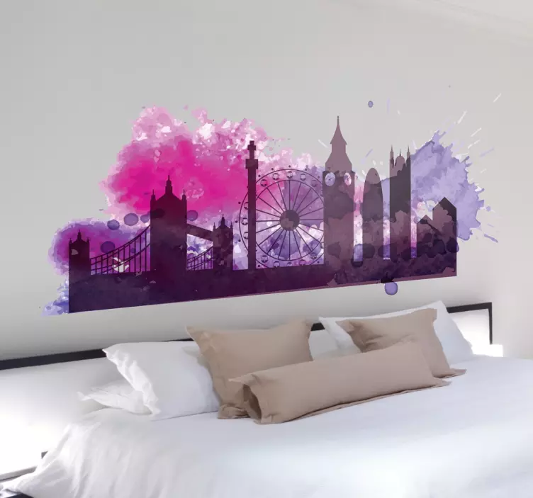 Colourful London Silhouette Wall Sticker - TenStickers