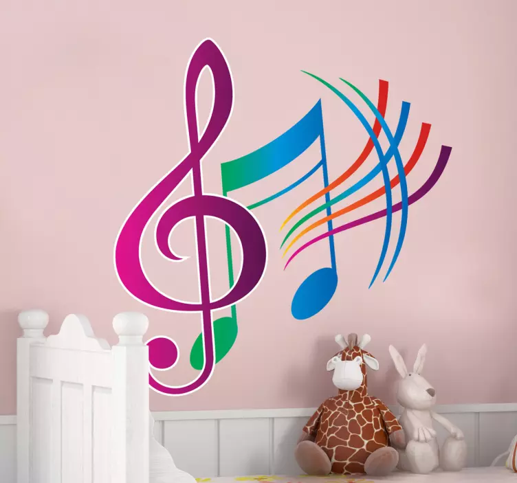 Colourful Musical Note Sticker - TenStickers
