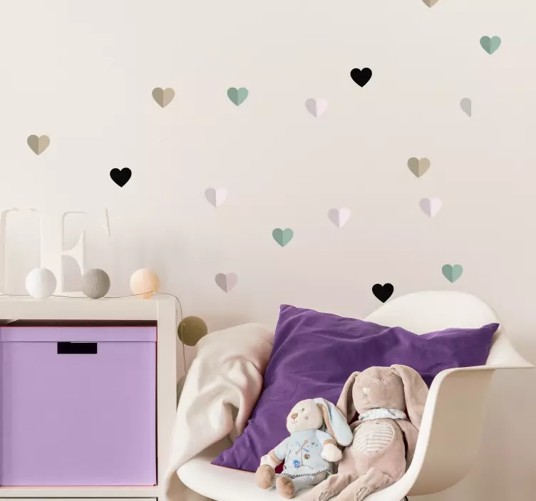 Confetti hearts illustration sticker - TenStickers