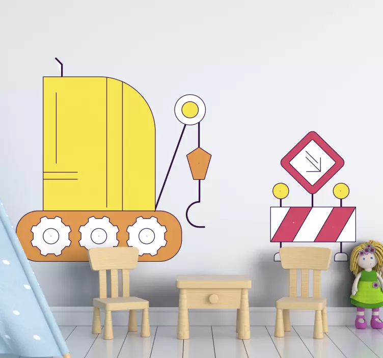 Construction vehicle excitement wall sticker for kids - TenStickers