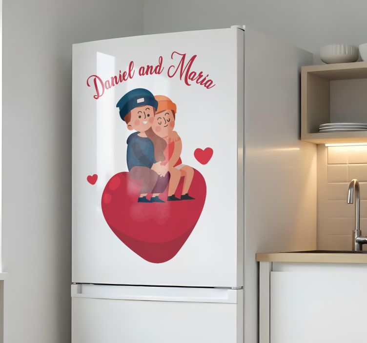 couple in love with your names  fridge sticker - TenStickers