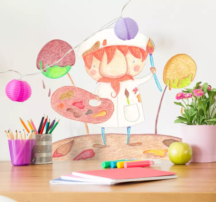 Creative Cartoon Artist wall sticker for kids - TenStickers