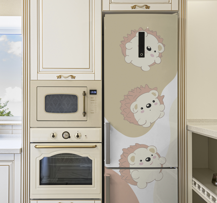 Cuddly Hedgehogs fridge sticker - TenStickers
