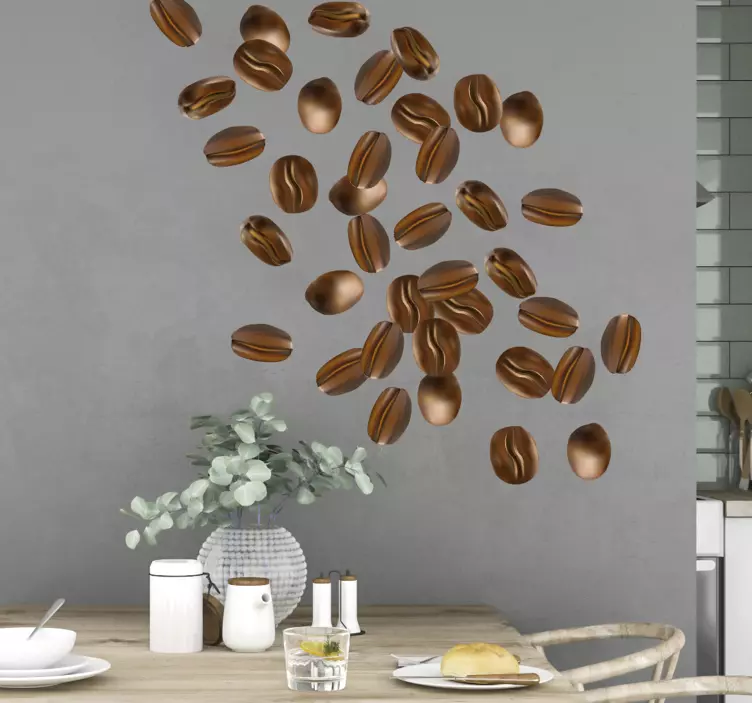 Cuisine wall sticker coffee bean scatter design - TenStickers