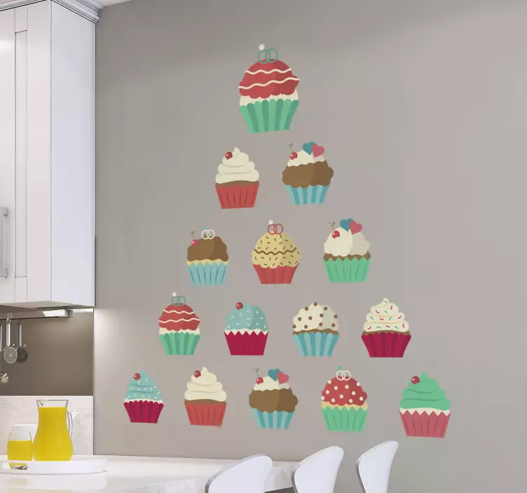 Cupcake pyramid wall sticker - TenStickers