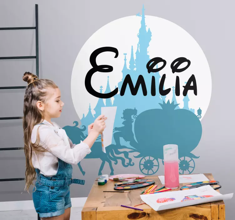 Blue fairytale with name illustration wall sticker - TenStickers