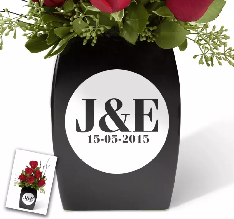 Customisable Initial Circular Vase Sticker - TenStickers