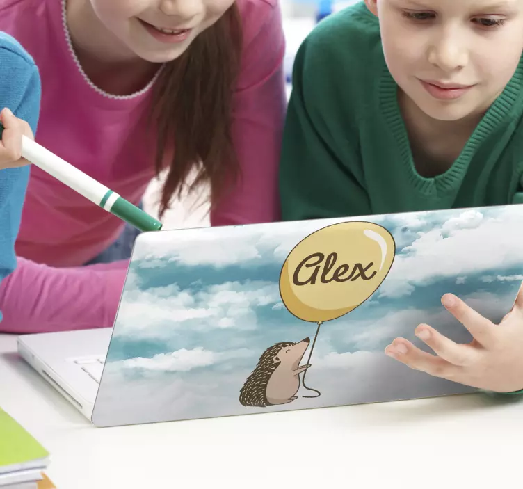 Customize porcupine with balloon  laptop skin - TenStickers
