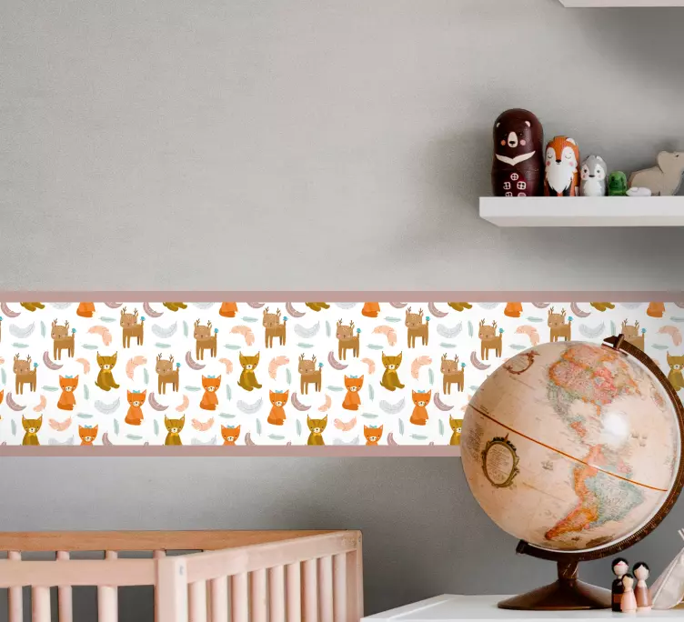 Cute animals in the forest wall border sticker - TenStickers