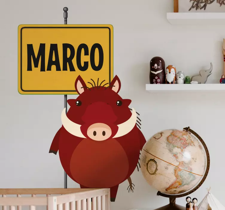 Cute Boar Character farm animal sticker - TenStickers