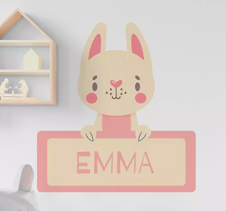 Bunny with name wall sticker for kids - TenStickers