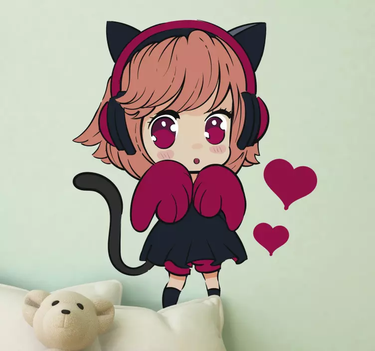 Cute Cat Girl wall sticker for kids - TenStickers