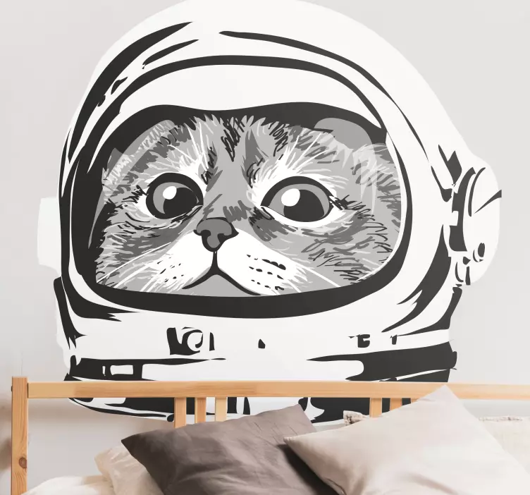 Cute astronaut cat wall sticker for bedroom - TenStickers