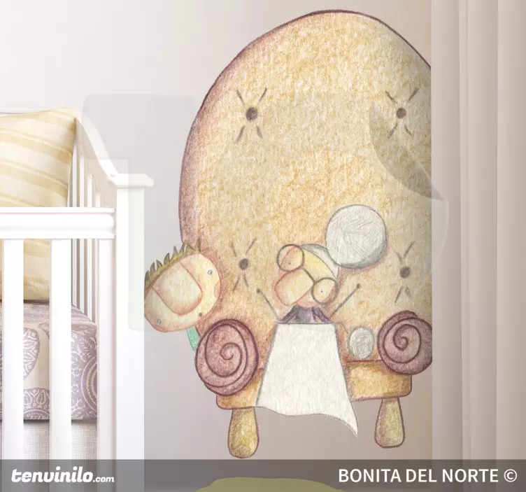 Cute Character Sitting wall sticker for kids - TenStickers