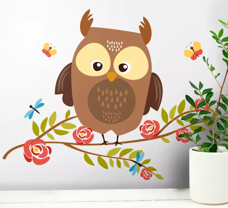 Cute design of cartoon owl children wall decal - TenStickers