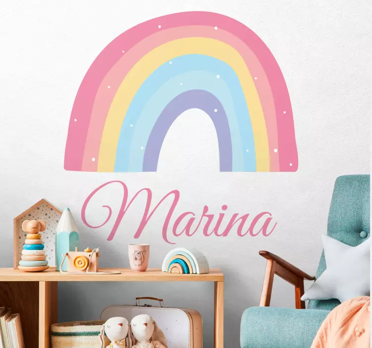 Cute rainbow and cloud in pastel  children decal - TenStickers