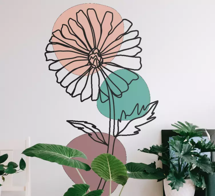 Daisy flower nature line art design  sticker - TenStickers