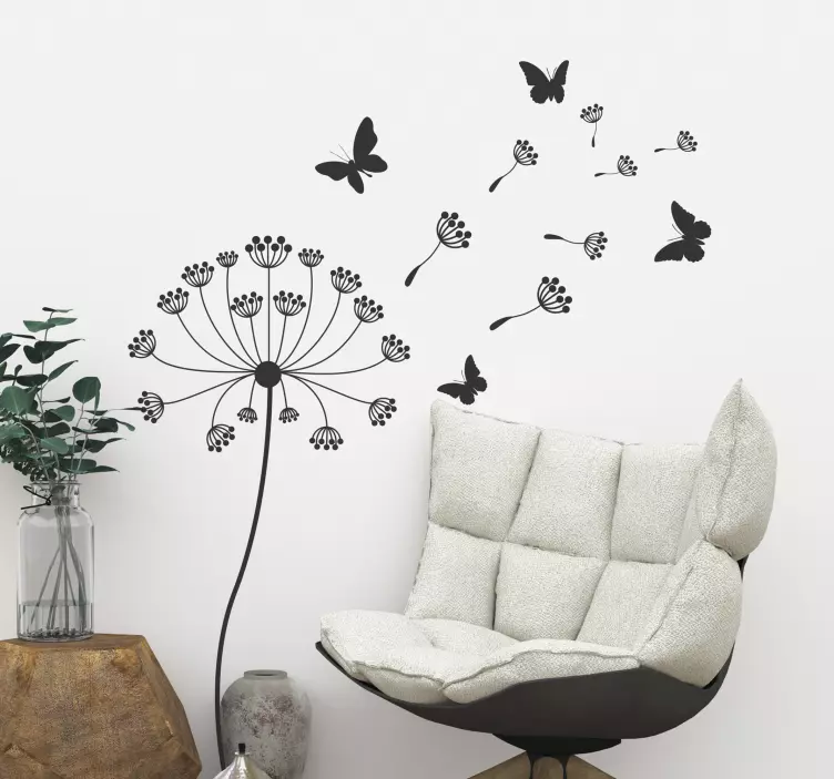 Dandelion and butterfly  flower wall sticker - TenStickers