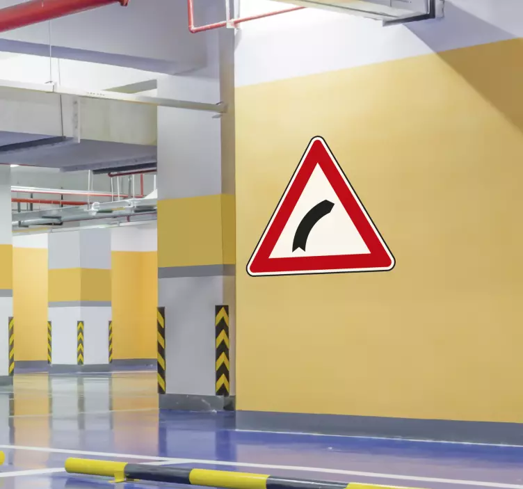 Dangerous Curve Warning Sign Sticker - TenStickers