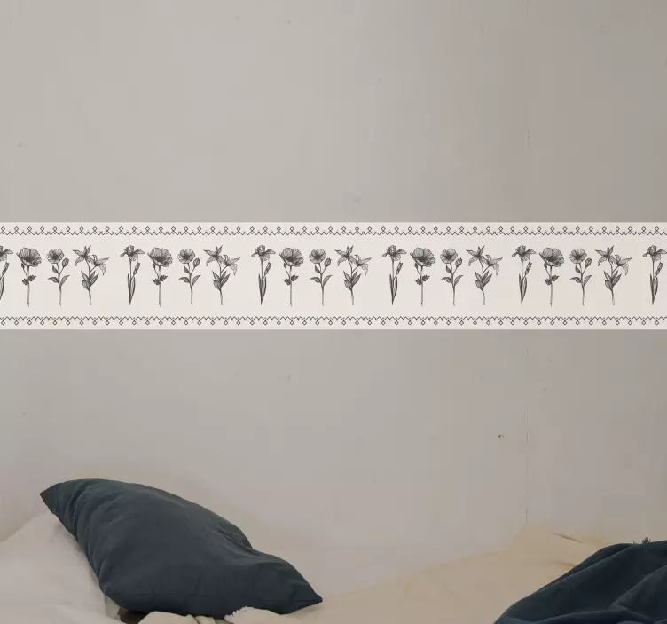 Decoration wall sticker elegant floral trim - TenStickers