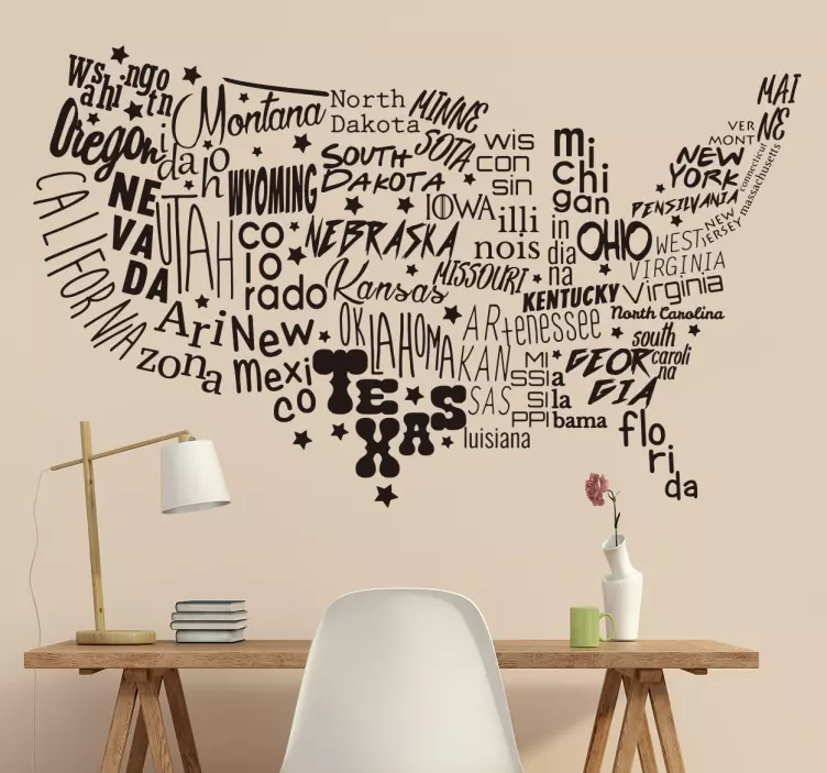 Decorative USA States Wall sticker - TenStickers
