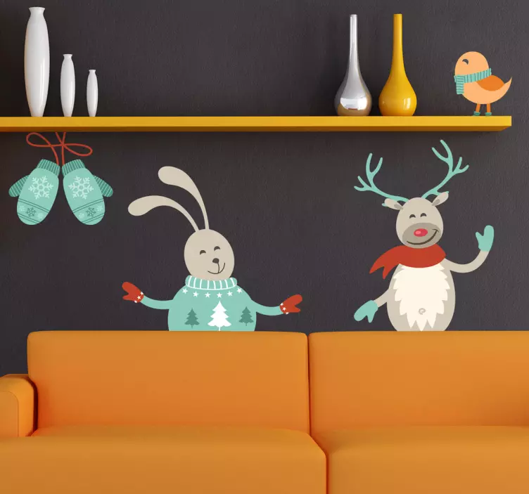 Decorative Winter Characters Sticker - TenStickers