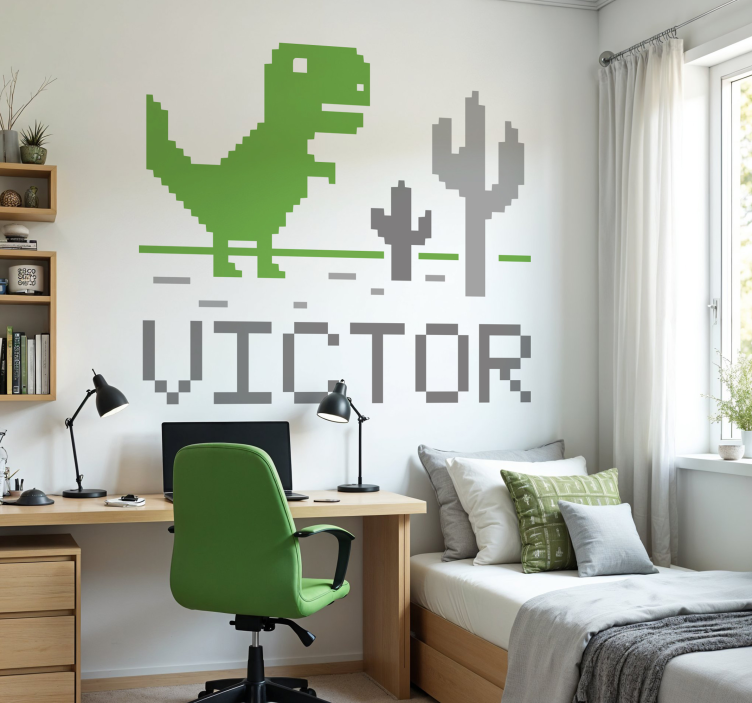 Dinosaur pixel game sticker - TenStickers