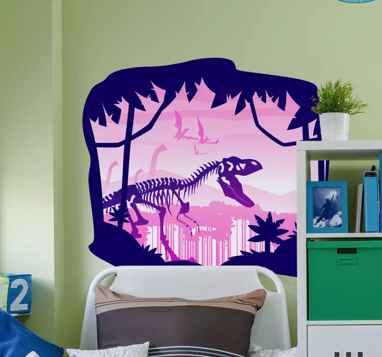 Dinosaur Skeleton Scene sticker - TenStickers