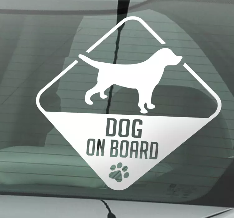 Dog on board car text and dog sticker - TenStickers