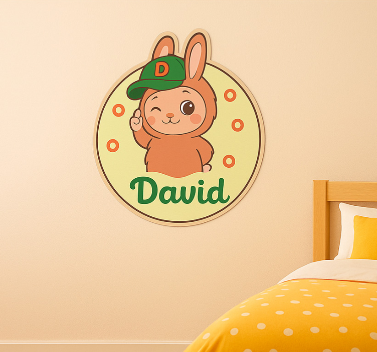 Doll winking with name illustration wall sticker - TenStickers