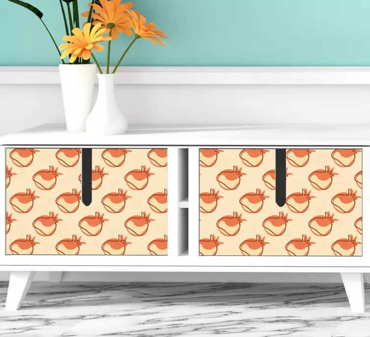 Doodle pattern with pomegranate furniture decal - TenStickers