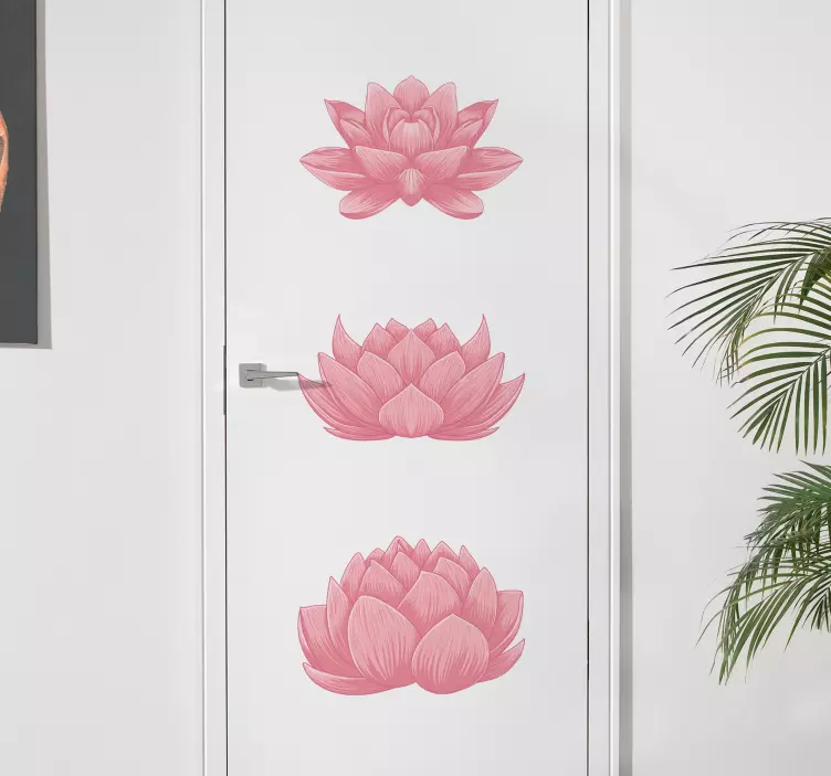 Door sticker lotus flower design - TenStickers
