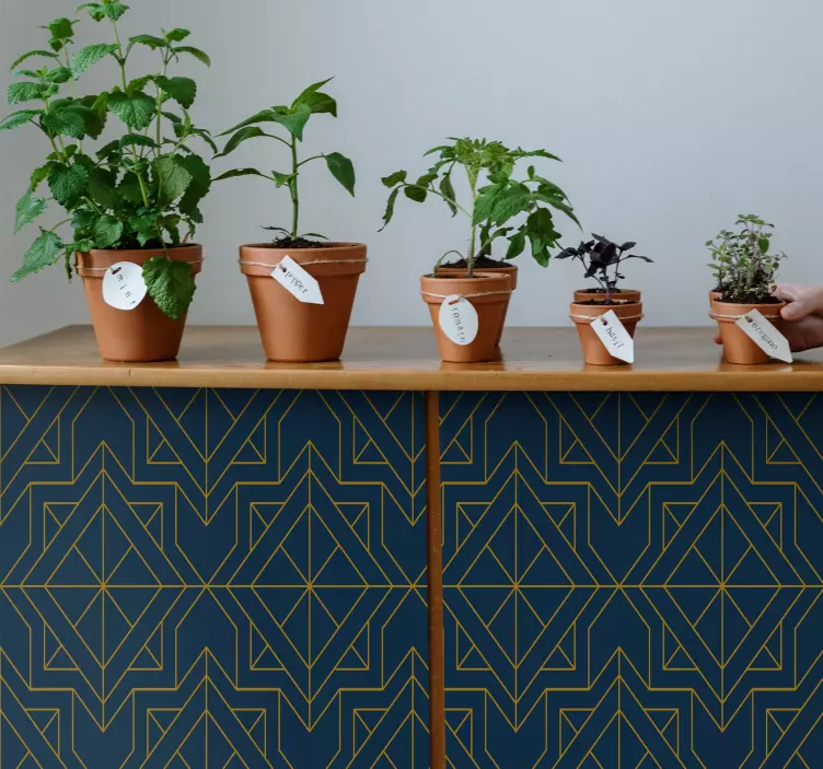 Elegant art deep blue pattern furniture sticker - TenStickers