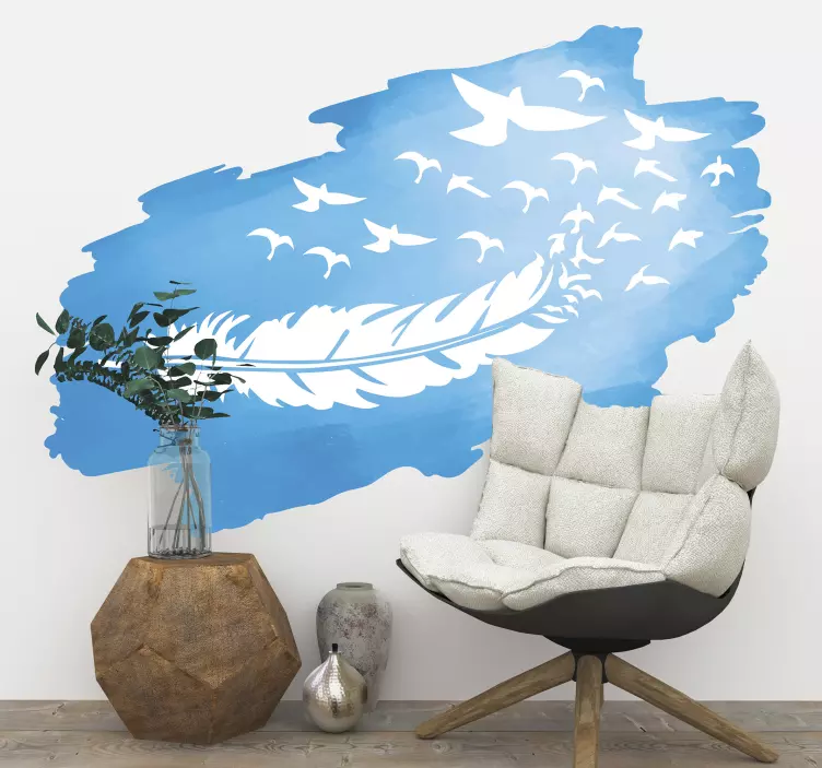 Elegant Feather Motif nature wall sticker - TenStickers