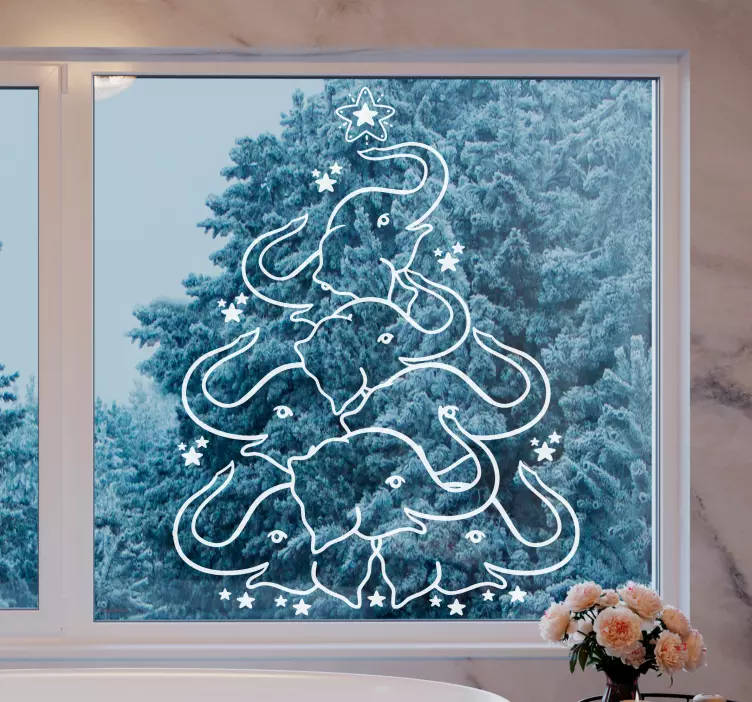 Christmas sticker elephant tree design - TenStickers