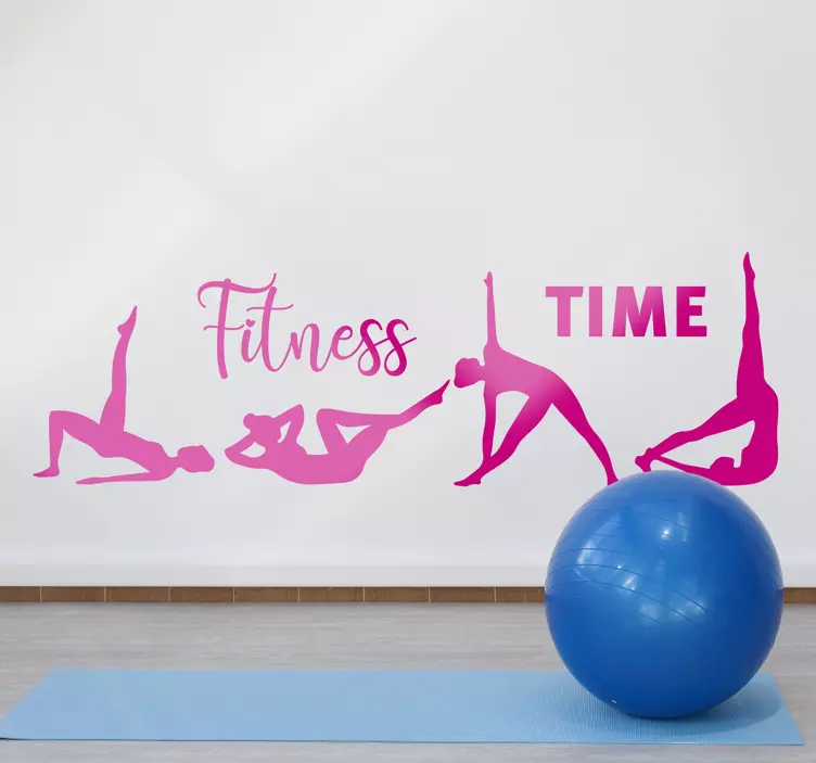 Exercises with phrase fitness time wall sticker - TenStickers