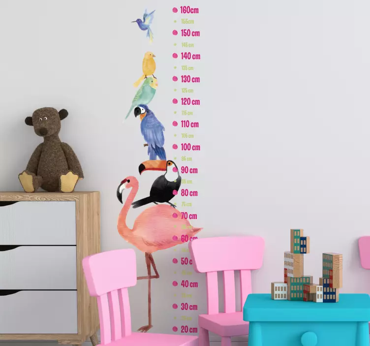 Exotic birds height chart wall sticker - TenStickers
