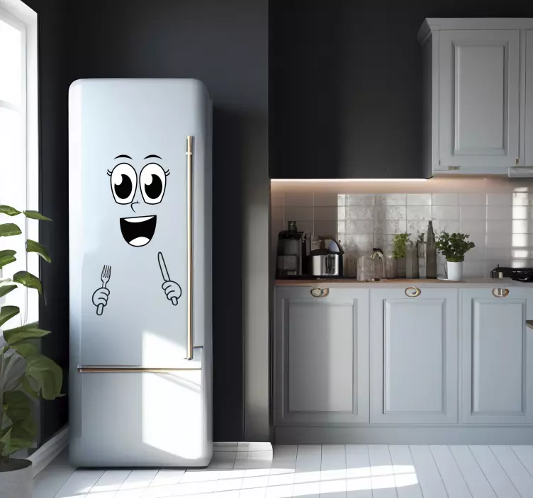 Funny Face with Cutlery fridge sticker - TenStickers