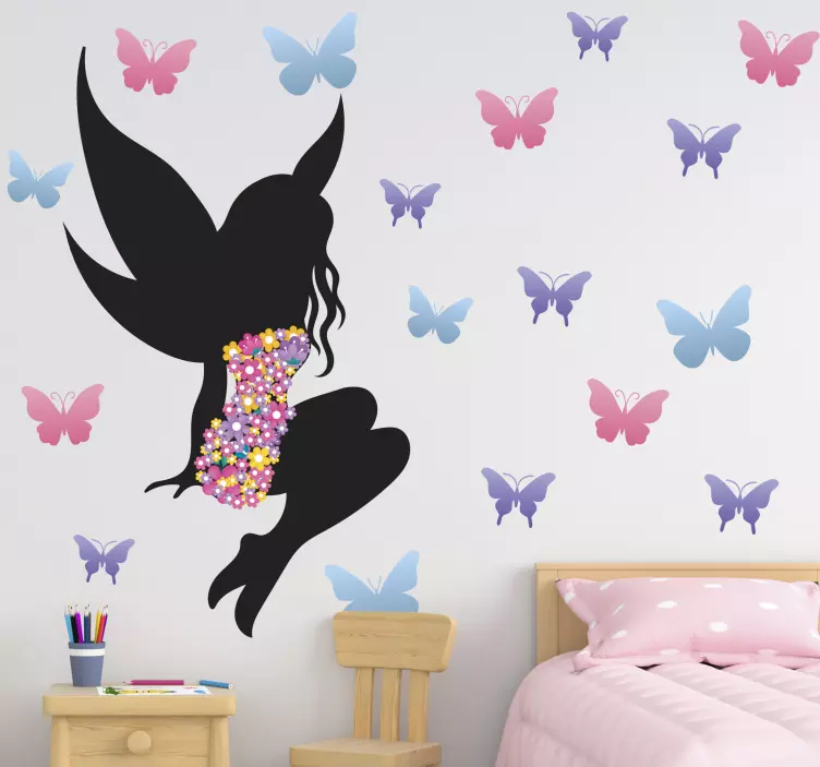 Fairy with butterflies fairy wall decal - TenStickers