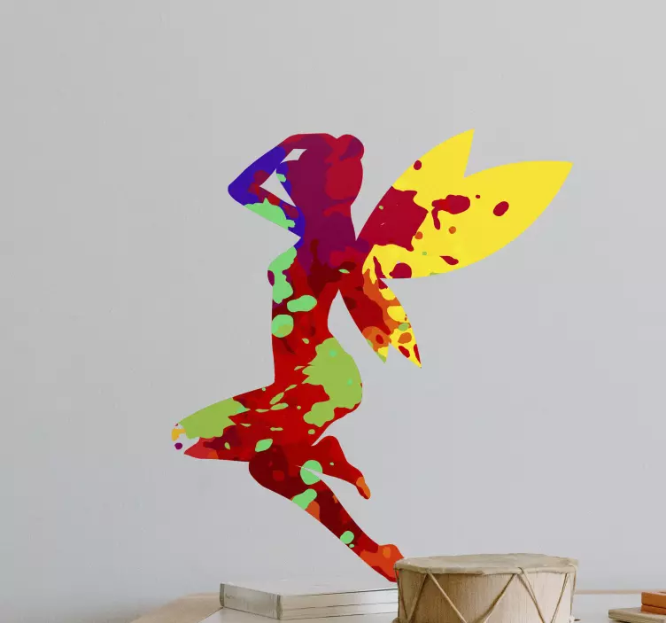 Fantasy wall sticker vibrant fairy outline - TenStickers