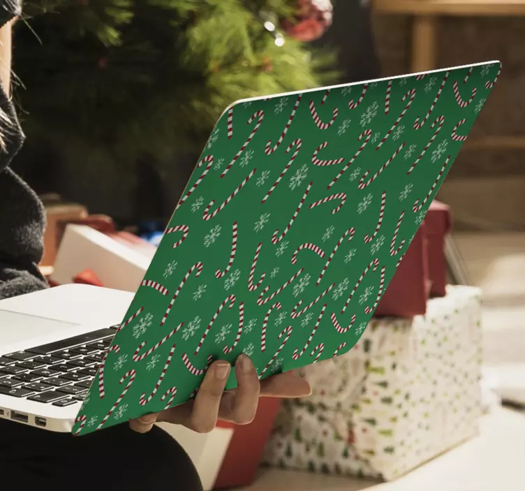 Festive Candy Canes laptop skin - TenStickers