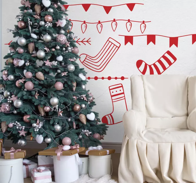 Festive Holiday Patterns Christmas sticker - TenStickers