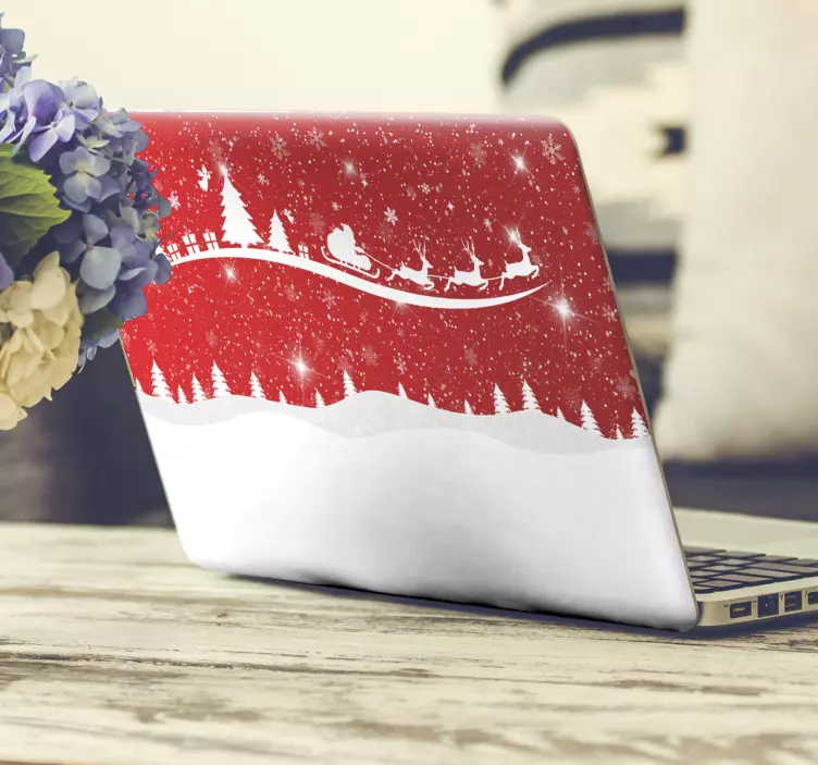 Festive Santa Sleigh laptop skin - TenStickers