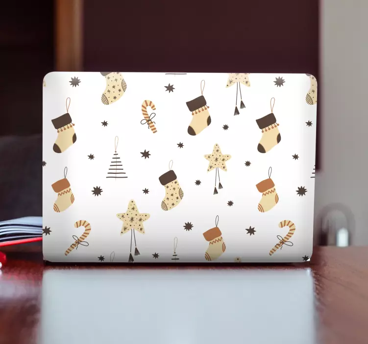 Festive Stocking Pattern laptop skin - TenStickers
