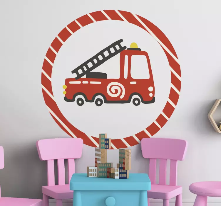 Fire Truck Illustration wall sticker for kids - TenStickers