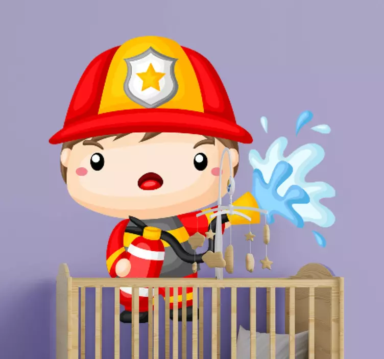 Firefighter Cartoon Character wall sticker for kids - TenStickers