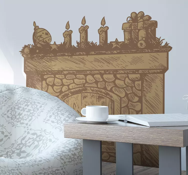 Fireplace vintage christmas sticker - TenStickers