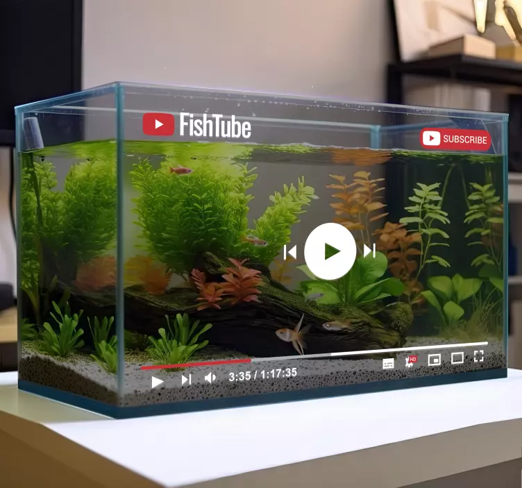 Fish bowl player fish label sticker - TenStickers