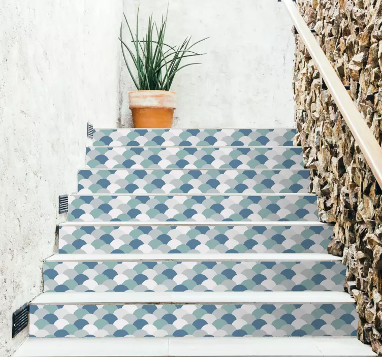 Fish Pattern Stair Decal - TenStickers