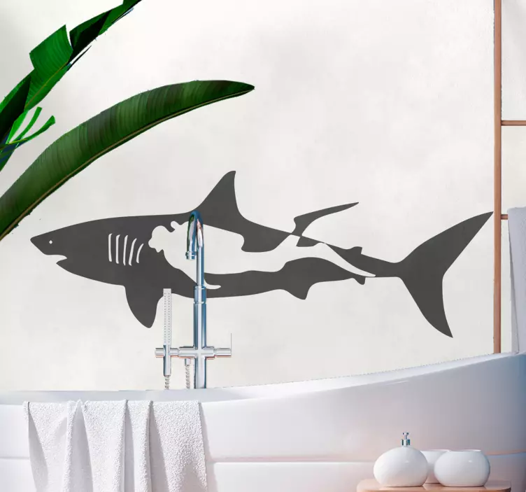 Fish wall sticker shark silhouette - TenStickers